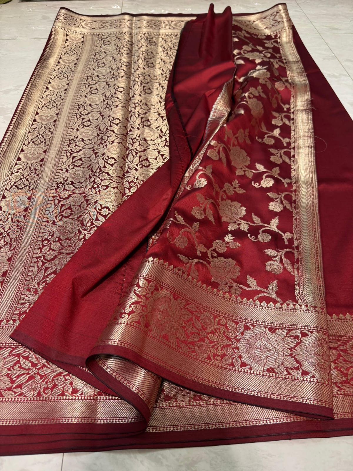 Mahogany Maroon Banarasi Saree