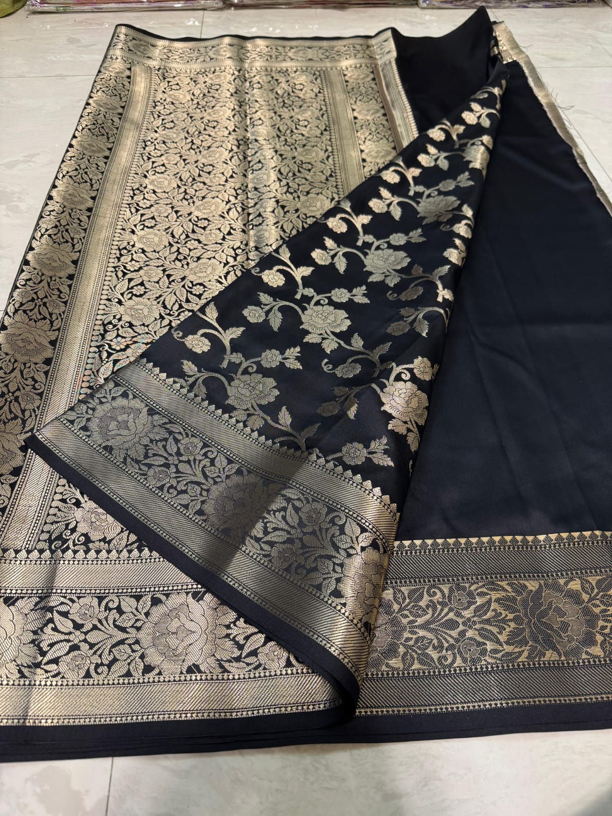 STUNING Black Banarasi Silk Saree